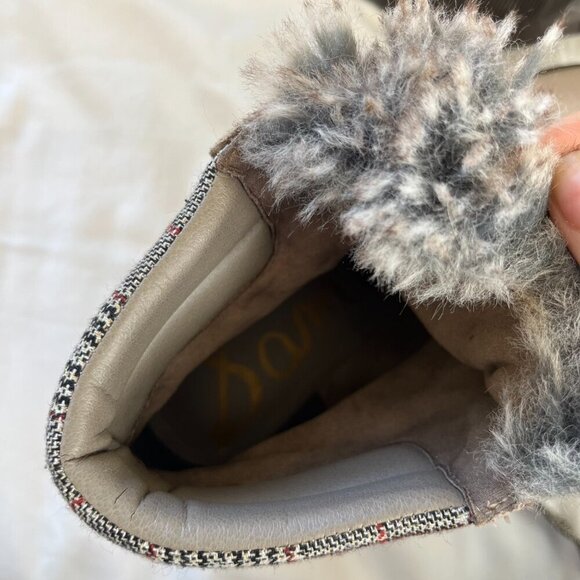 Sam Edelman Darrah Suede Biege Wool Blend Faux Fur Ankle Boot | Size 8 - Picture 10 of 11